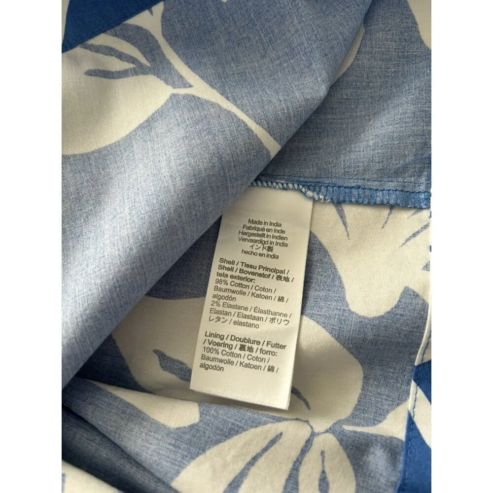 J.Crew One Shoulder Midi Dress Blue Floral Ruffle Pockets Cotton Tie Waist Sz 20 - Image 10