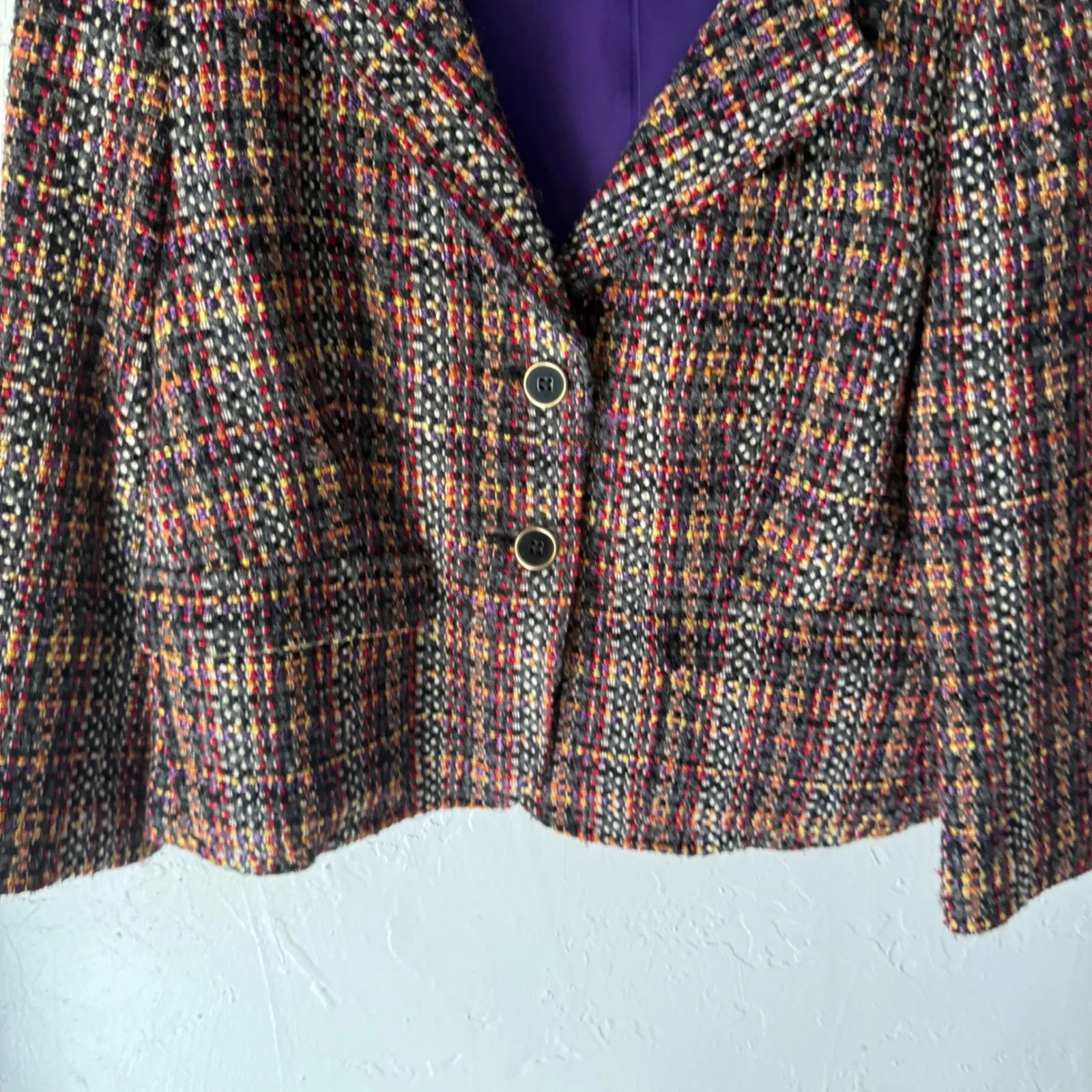 DKNY Donna Karan New York Tweed Blazer Jacket Size 14 Multicolor Career Wear‎ - Image 4