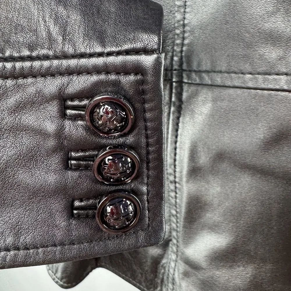 Tory Burch Buttery Soft‎ Leather Sargent Pepper Jacket in Black Size 2 - Image 9