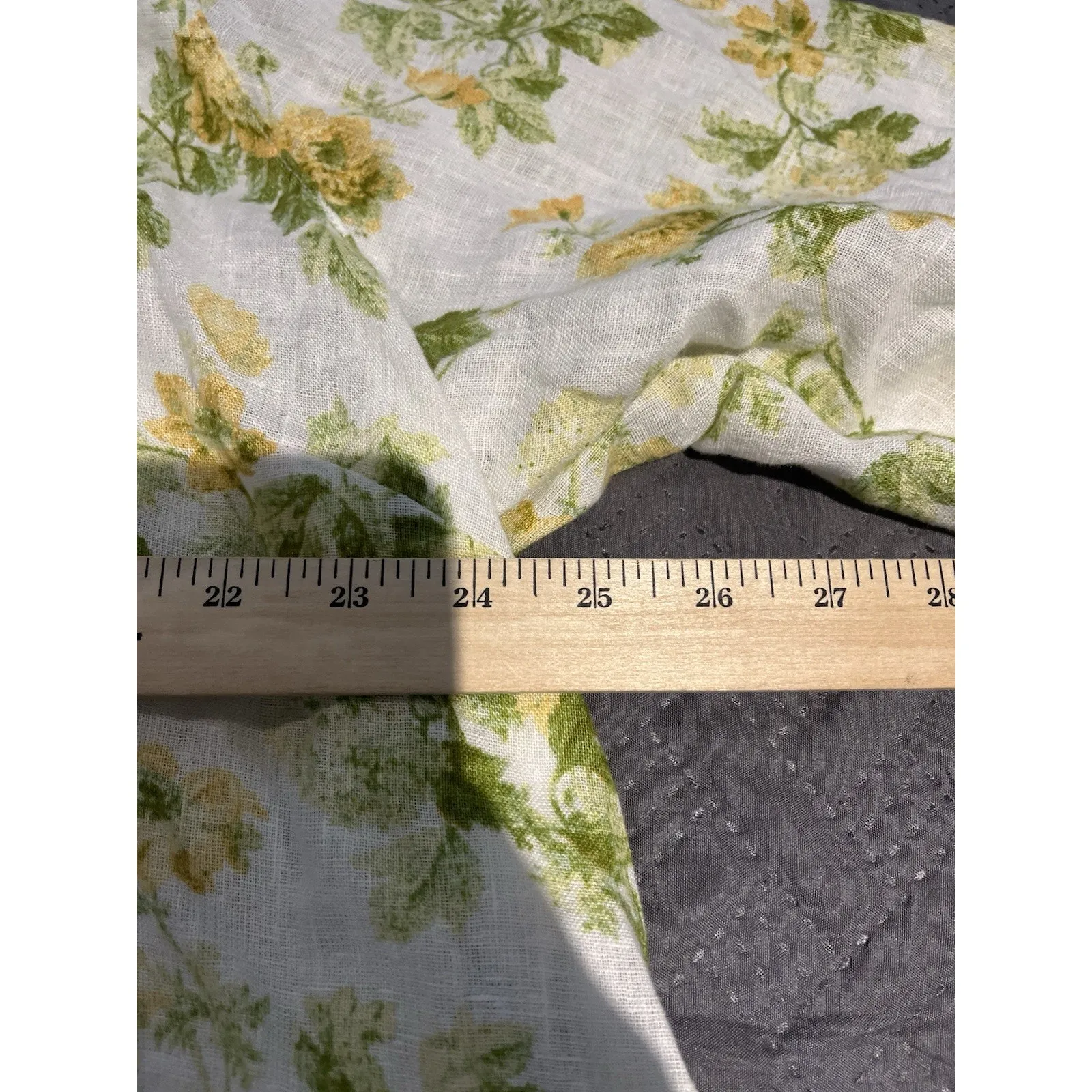 Laura Ashley Shirt 100% Linen Cream Green Yellow Floral Ties Side Hem Women’s 3X - Image 5