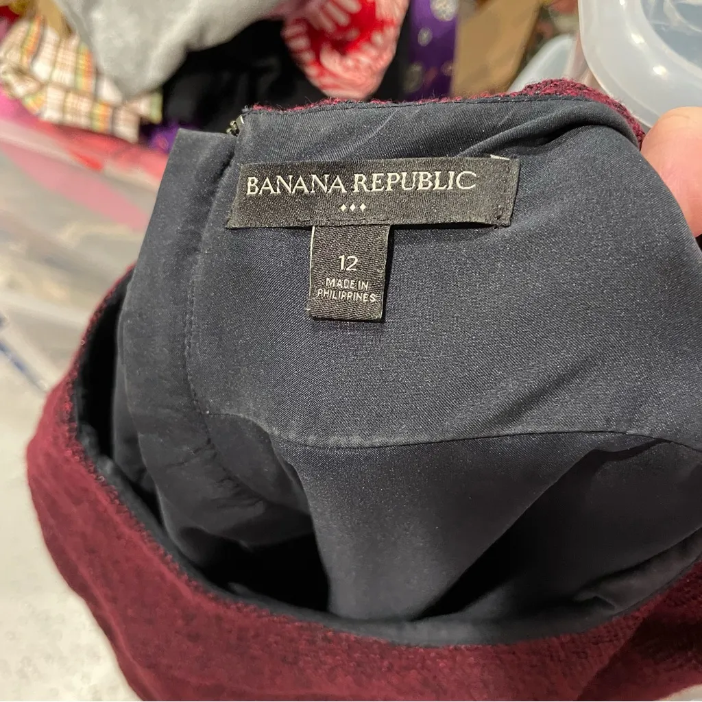 Sexy Banana Republic tweed red black office siren mini sheath whimsigoth dress - Image 3