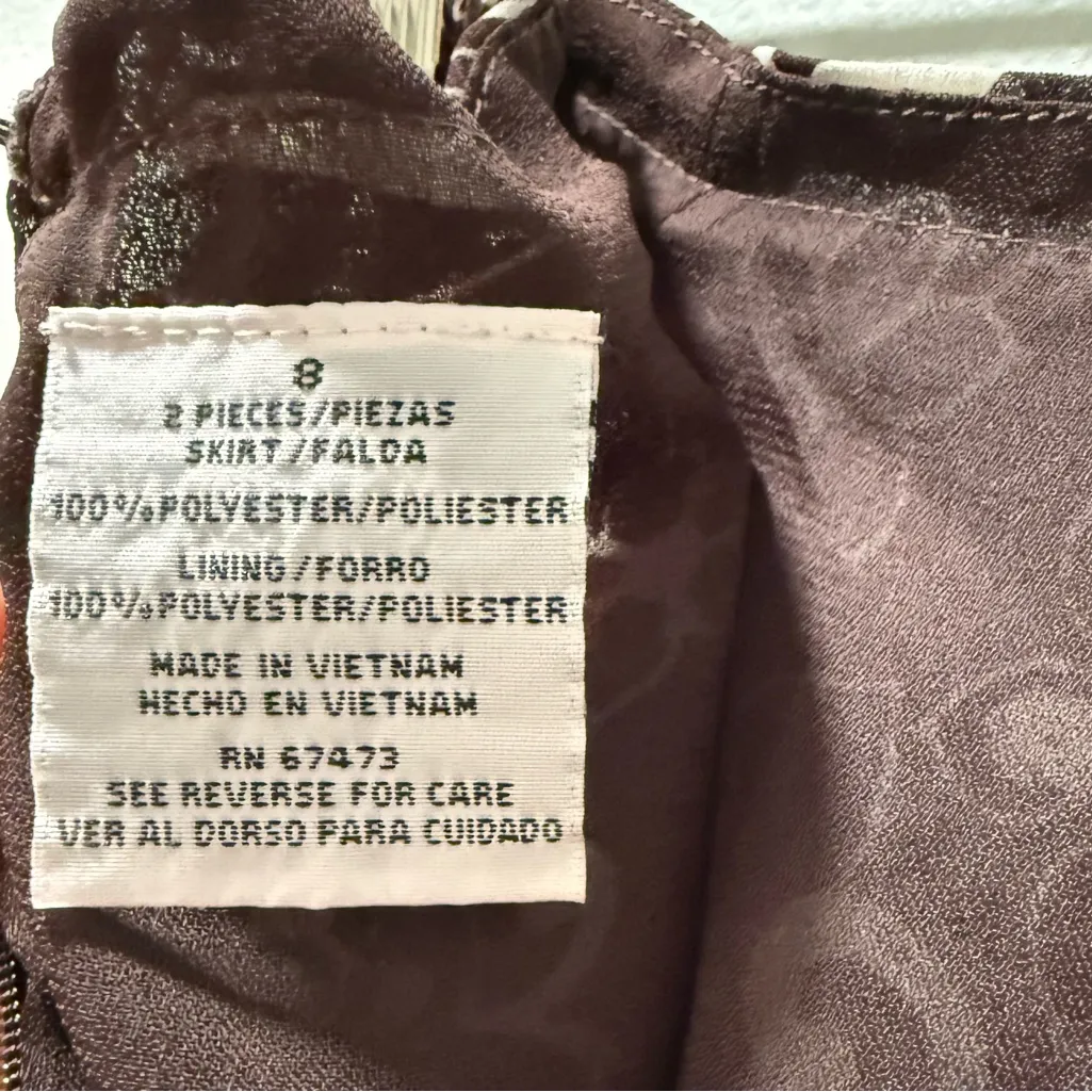 Danny & Nicole Brown and White Floral A-Line Skirt, size 8 (1 piece) - Image 9