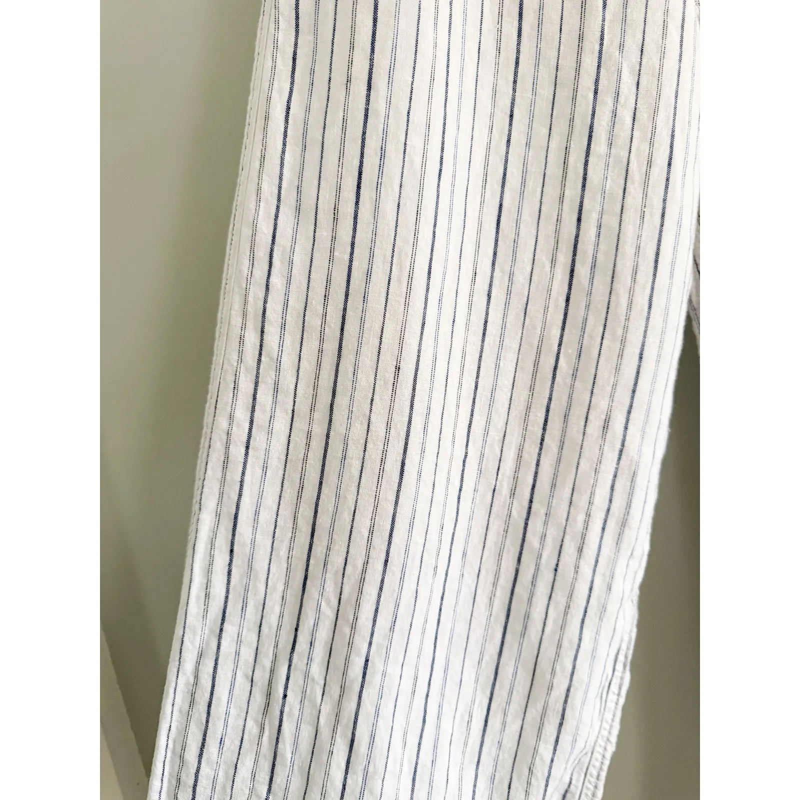 Madewell | NWOT Zoe Relaxed Wide-Leg Linen Pant Beachy Blue White Stripe | Sz 6 - Image 4