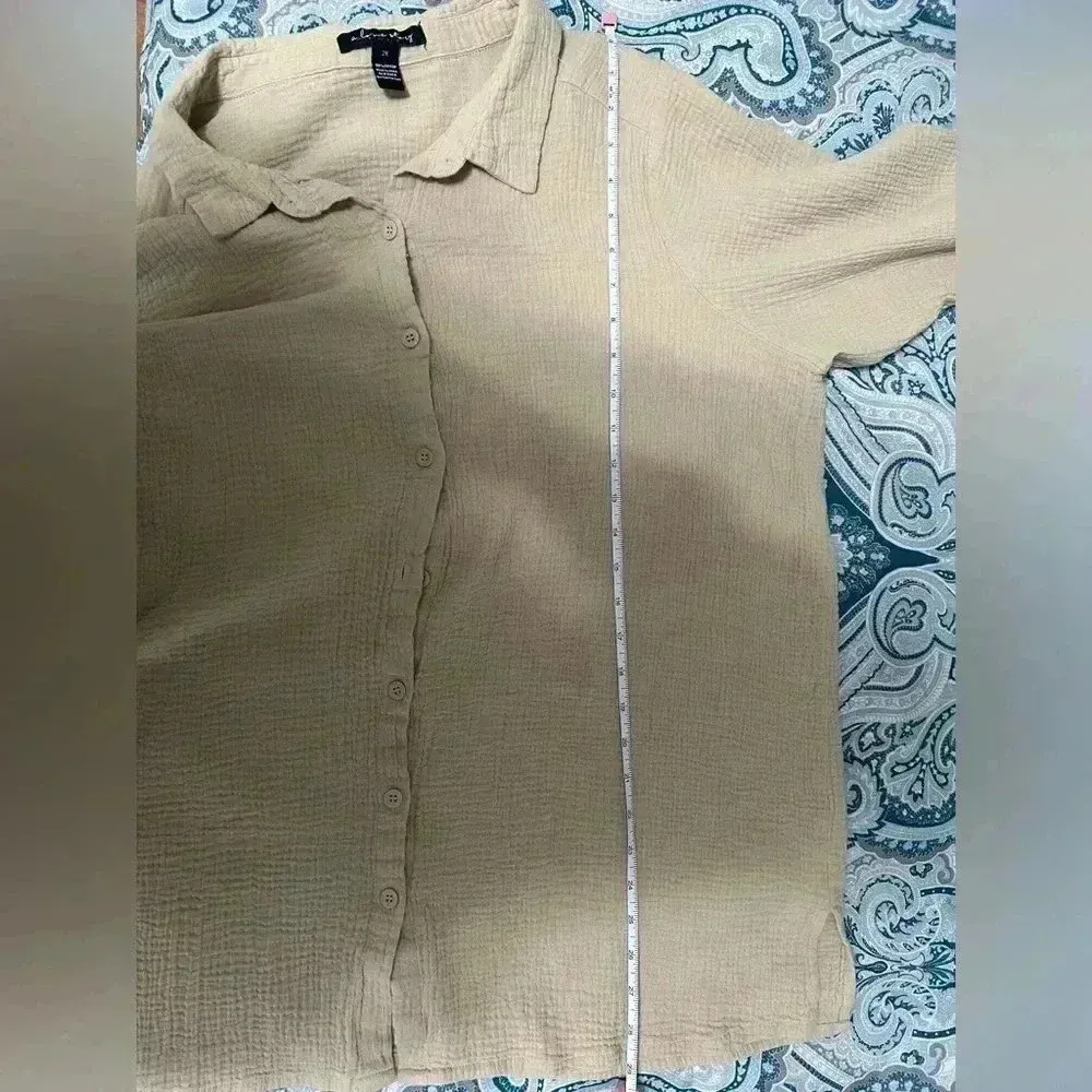 A love history Long Sleeve Button Down Shirt (Size 2X) Tan - Image 8