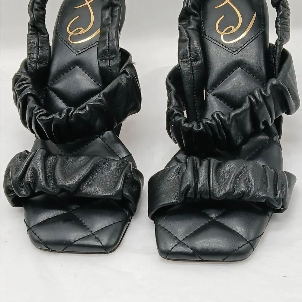 Sam Edelman Marlena Womens Heels Shoes 6M Black Leather Sling Back Sandals - Image 3