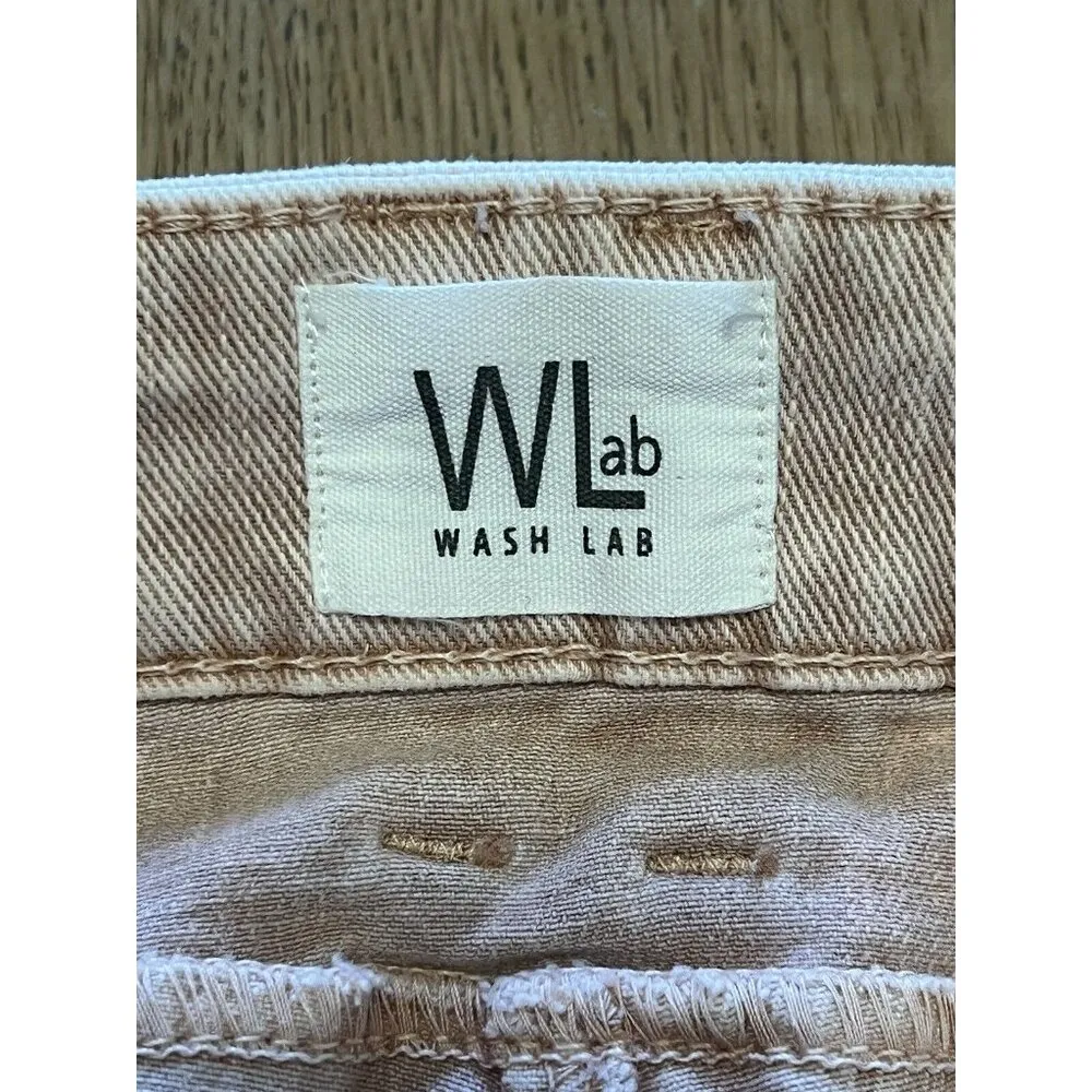 Wash Lab Denim Pink Mini Jean Skirt Size 32 Frayed Hem Party Sexy Casual Raw Hem - Image 3