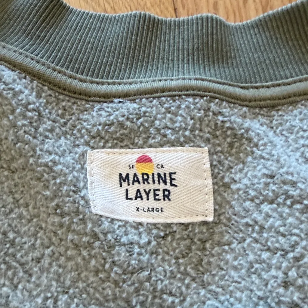 Marine Layer Annie Fleece Cardigan Dusty Olive Sz XL - Image 2