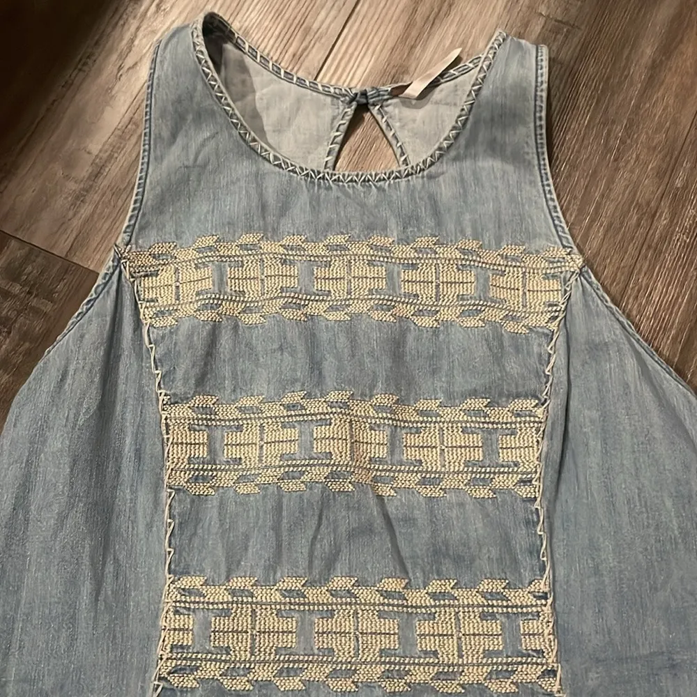 Free People Aztec chambray festival dress medium - Image 5