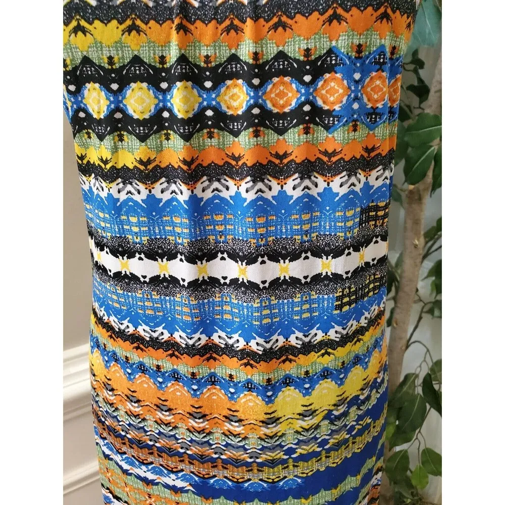 Mlle Gabrielle Women's Multi Round Neck Sleeveless Knee Length Dress Size 1X - Image 3