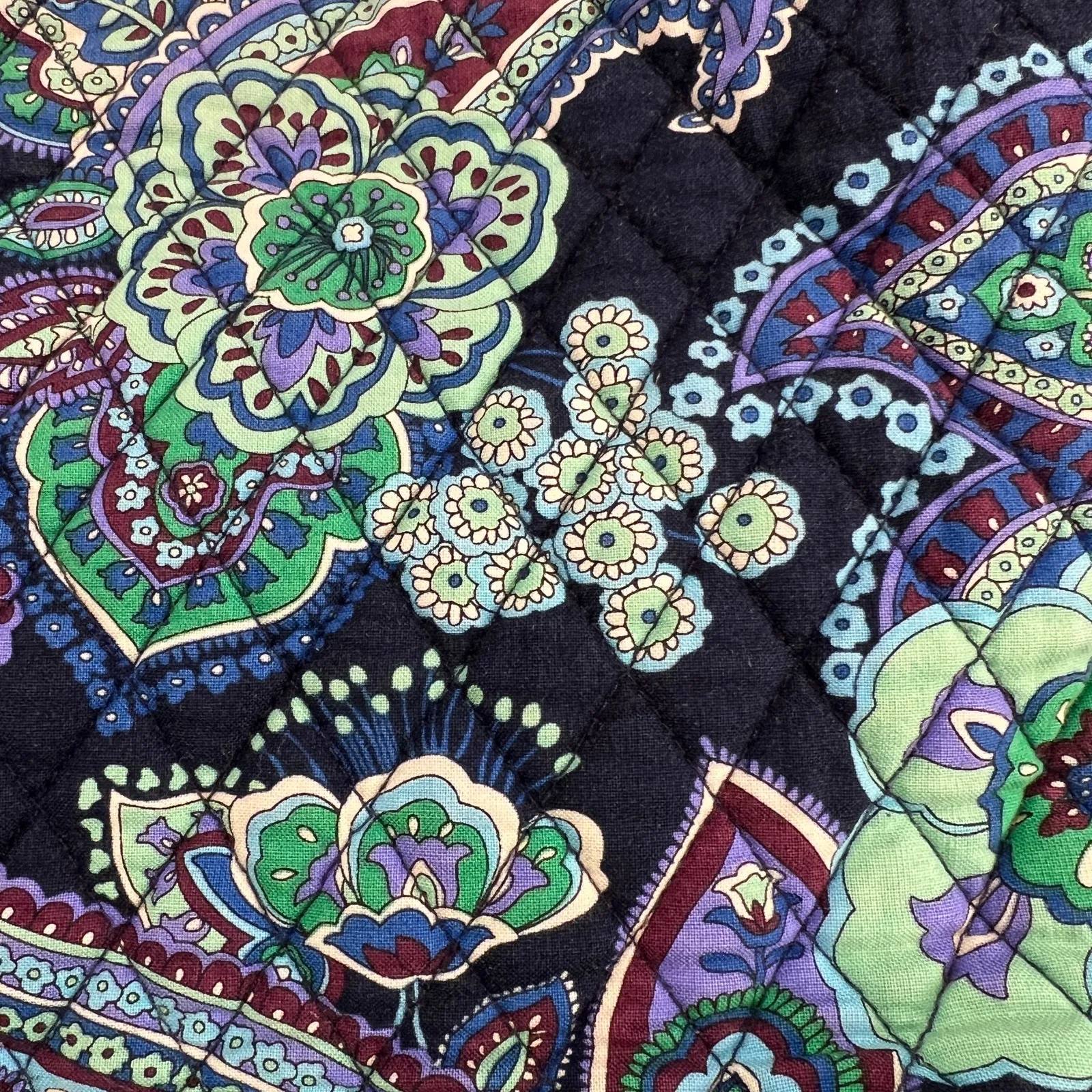 Vera Bradley Rare Rhapsody Paisley Quilted Shoulder Bag Purse Green Blue Purple - Image 11