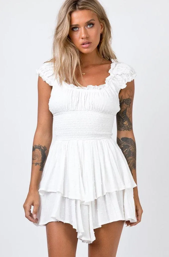 The Love Galore Romper in White - Image 6