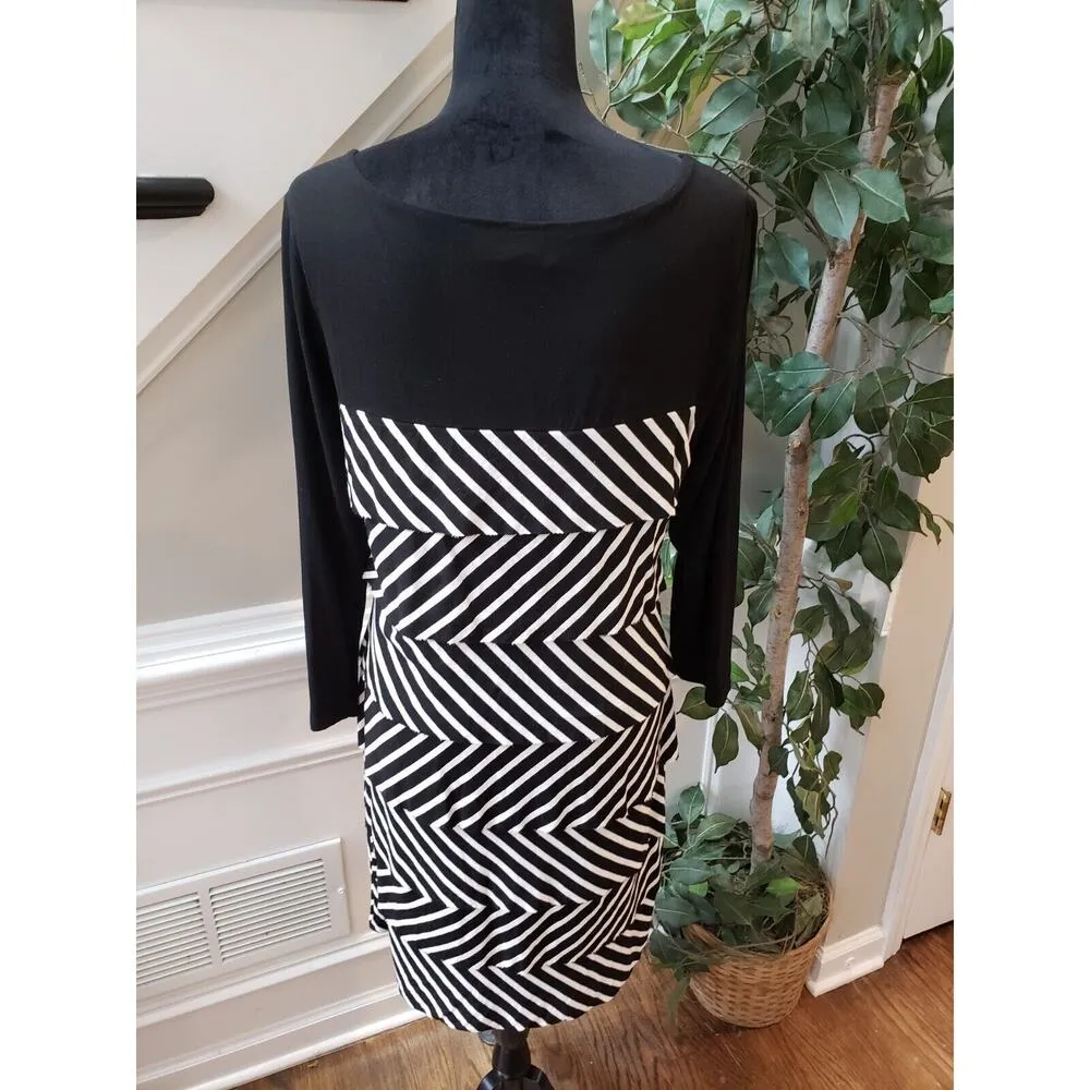 White House Black Market Womens Rayon Round Neck Long Sleeve Knee Length Dress L - Image 8