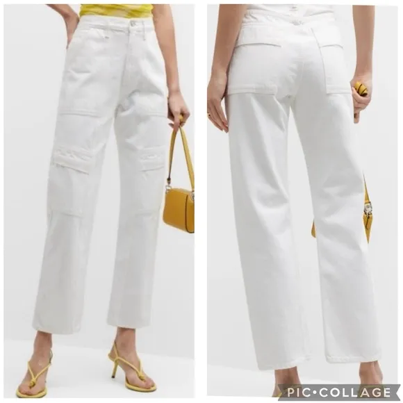 Agolde Cooper Relaxed Straight Cargo Jeans Milkshake 33 - Image 2