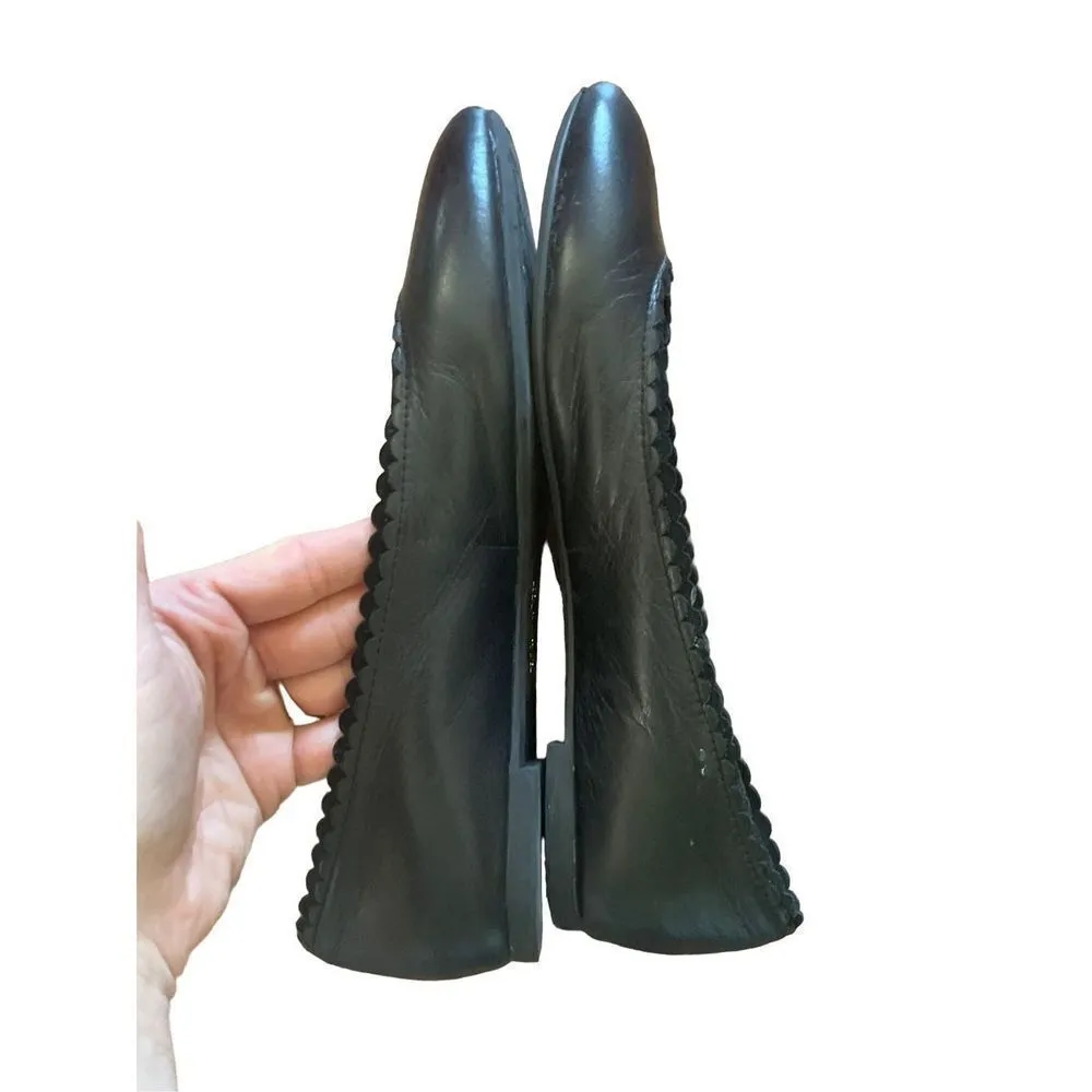 Louise et Cie Lo-Caynlee Smooth Black Leather Ballet Flats Ruffled Edges 8.5M - Image 8
