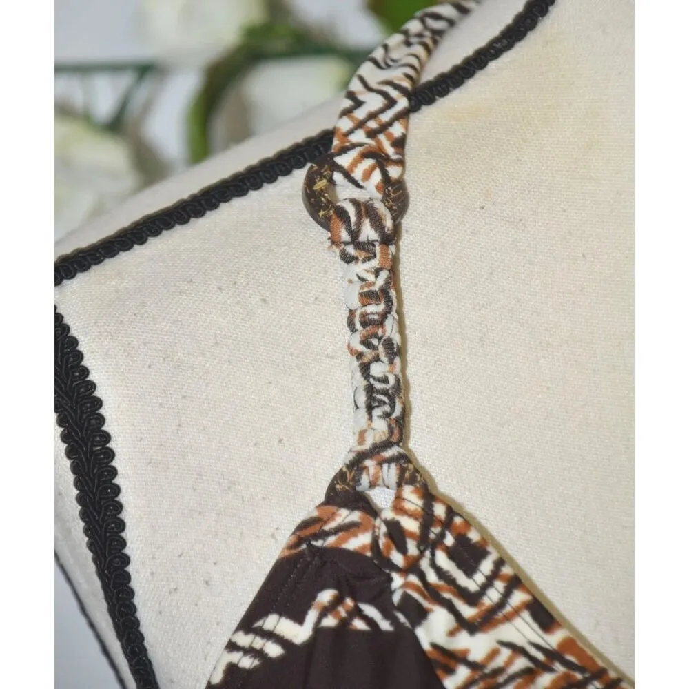 Faded Glory Brown Multi Animal Print Swimsuit Tankini Halter Style Plus Size 3X - Image 3