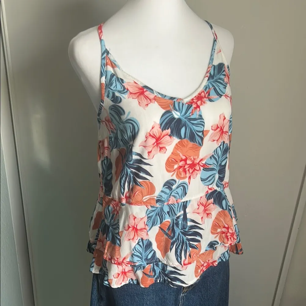 Roxy Tropical Floral Print Beachy Women's Ruffle Hem Tank Top - Image 6