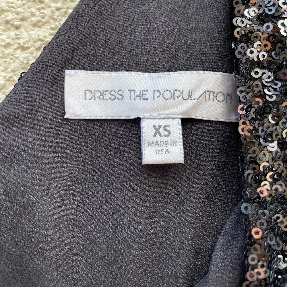 Dress The Population Black Silver Sequin Party Dress XS - Image 6