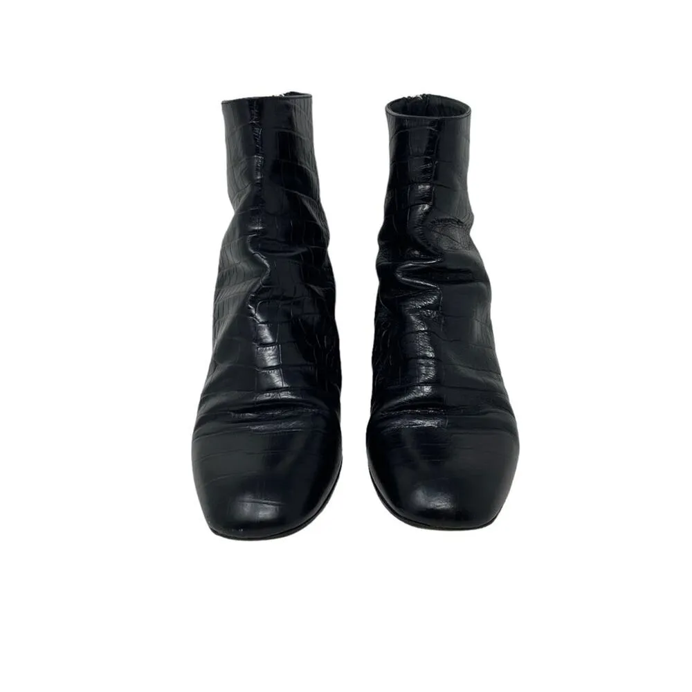 Tamara Mellon Vadim Leather Croc Bootie Size 39 or US 9 Black - Image 6