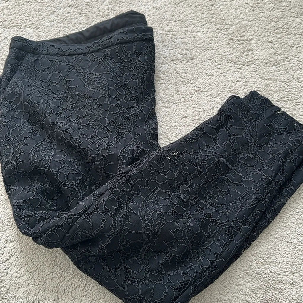Black lacy ankle pants for Cocktail Events Size 12P - Image 2