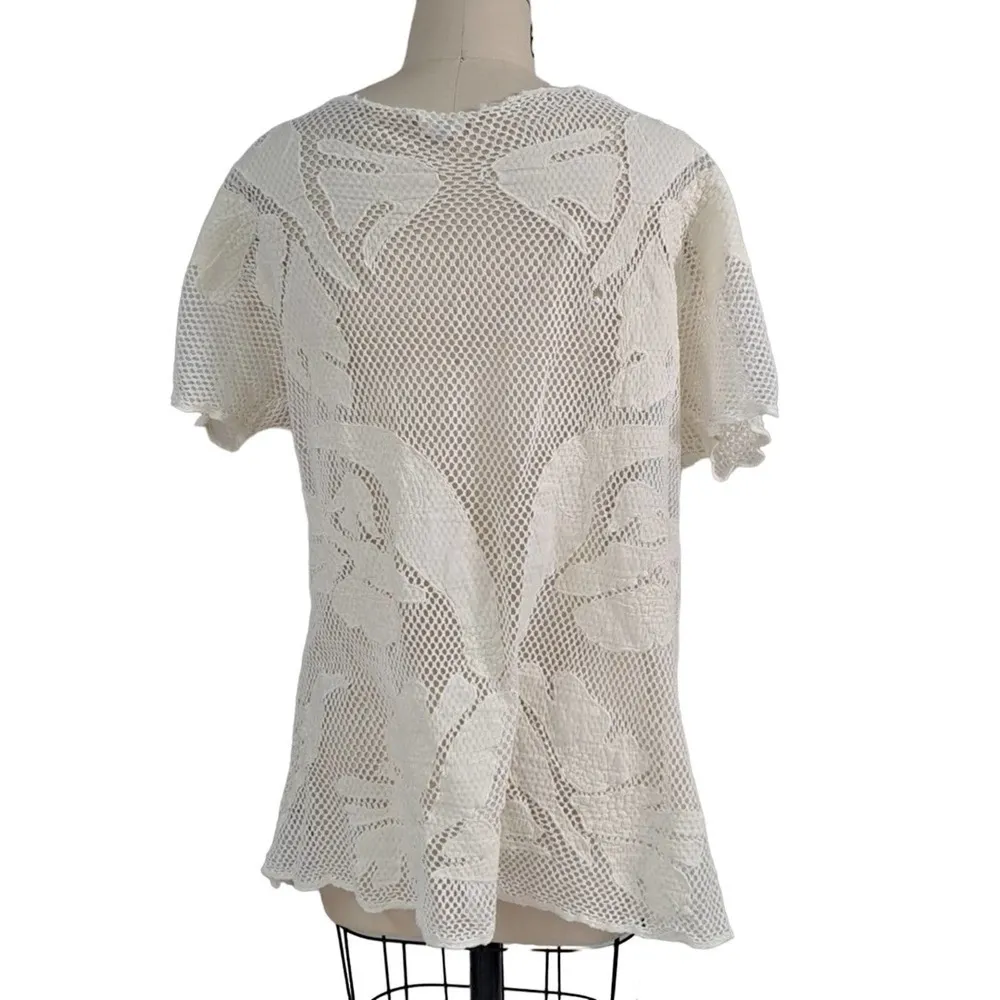 Lilka Anthropologie 100% cotton lacey cover up/ over top shirt/Swim Cover Up Size M - Image 2