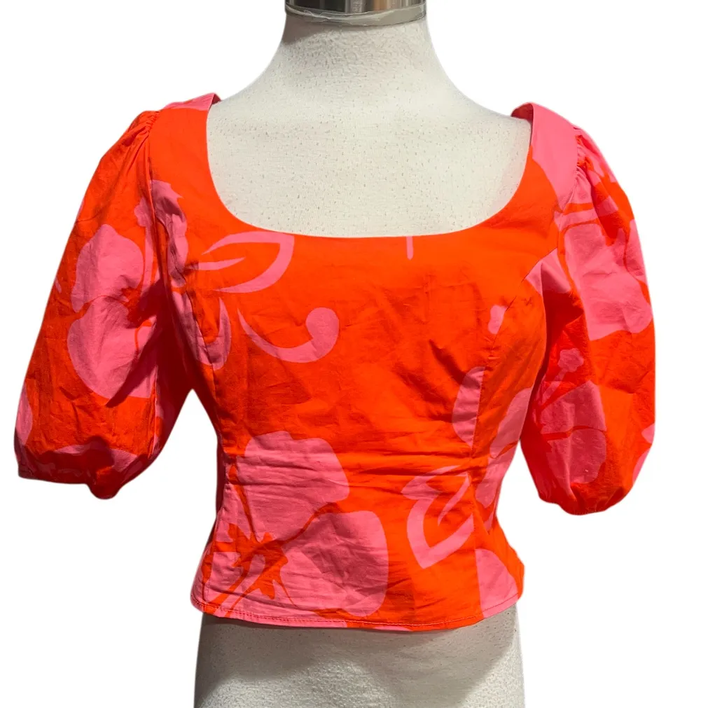 STAUD Papaya Floral Crop Top Size 10 - Image 9