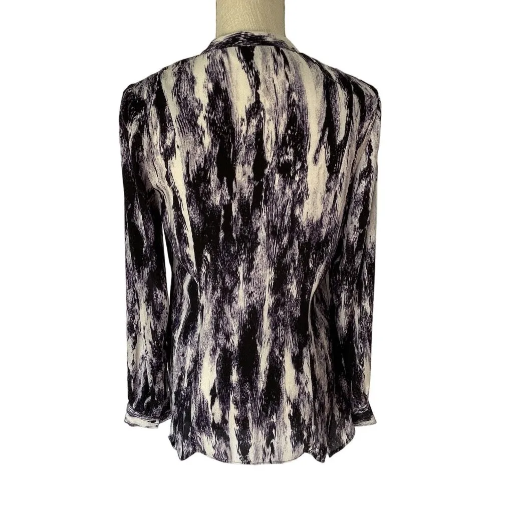 Simply Vera Wang Tie Dye Abstract Print Blouse Womens S Purple‎ Handkerchief Hem - Image 2