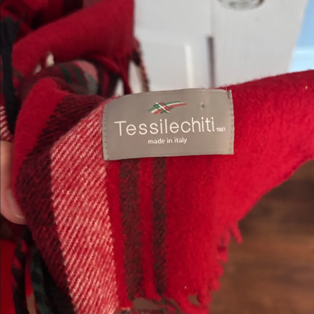 Tessilechiti 1987 Red Tartan Plaid Scarf — Italy - Image 2