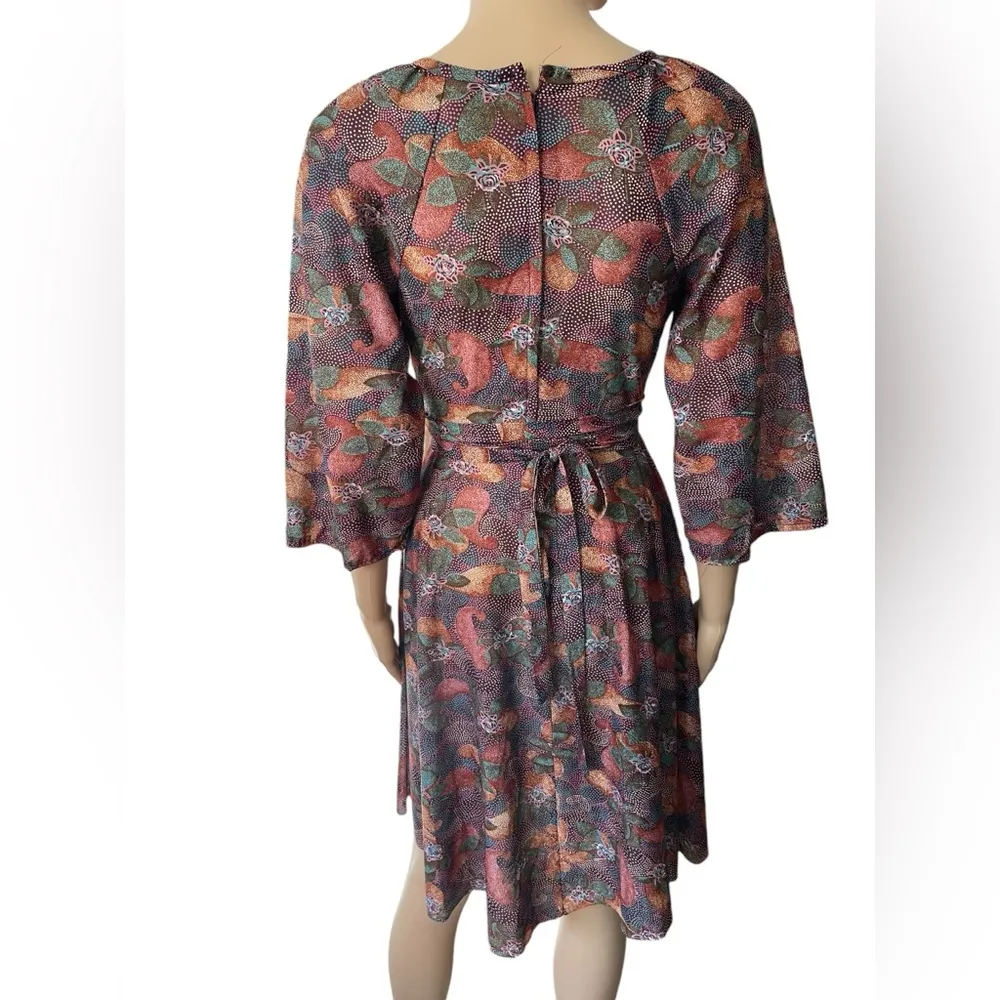 Patty O’Neil Vintage 60s Hippie Boho Eclectic Psychedelic Floral Mini Dress Purple Size undefined - Image 5