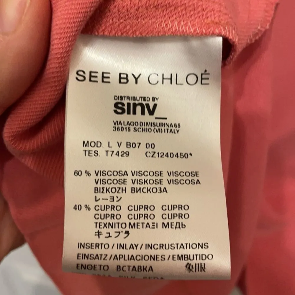 See by Chloé Salmon Pink Brushed-crepe Neck-tie Work/Office Dress - Image 11