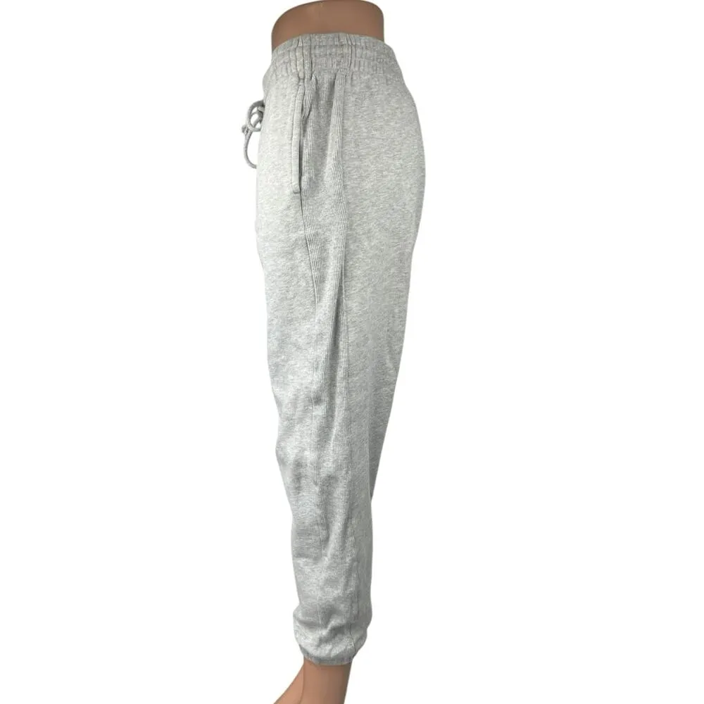 Aritzia TNA Cozy Gray Fleece Elastic Waist Pull On Crop Jogger Sweat Pants Sz M - Image 2