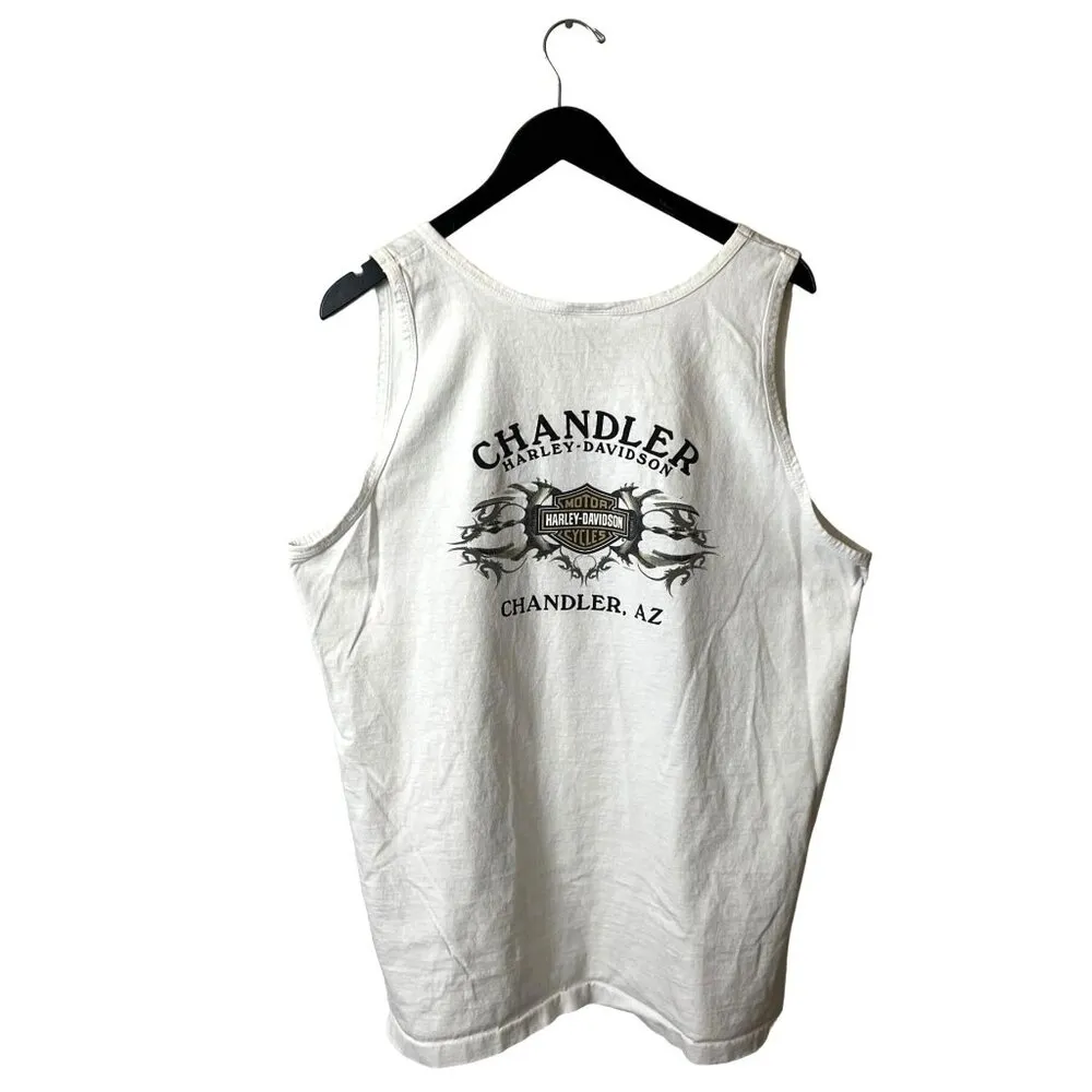 Vintage Y2K Harley Davidson Chandler AZ Tank Top Womens White XL Extra Large USA - Image 3
