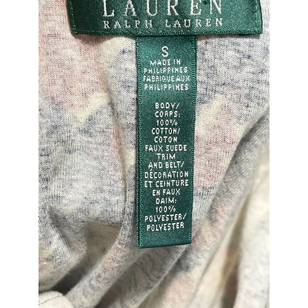 Lauren Ralph Lauren Patchwork Knee Length Dress Faux Suede Wrap Belt Green Small - Image 3