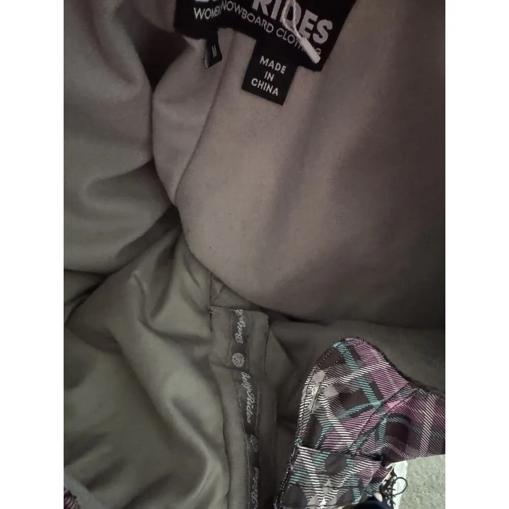 Betty Rides Women's Medium Pink Black Blue Ski Snowboarding Snow Pants Pockets - Image 14