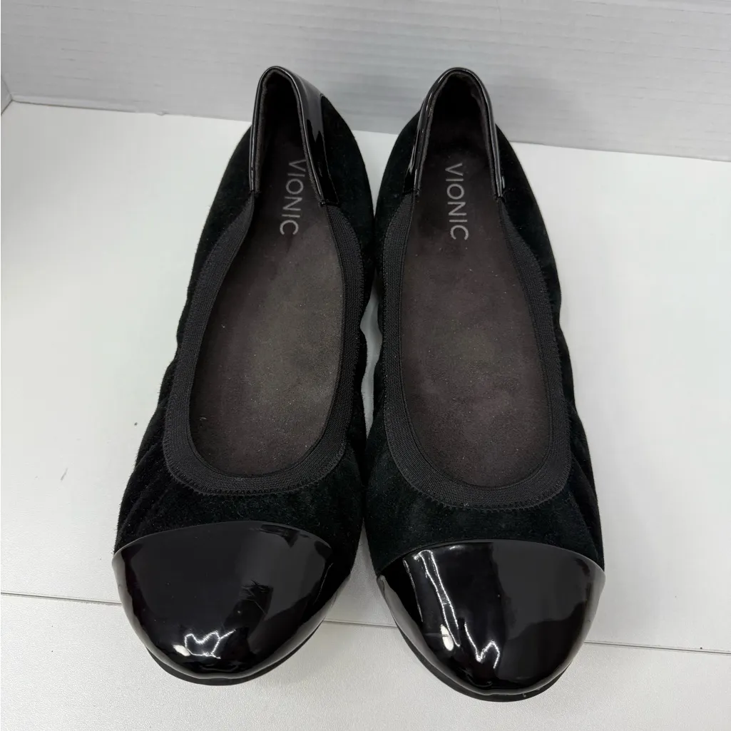 Vionic Black Patent Toe Ballet Flats size 11 - Image 6