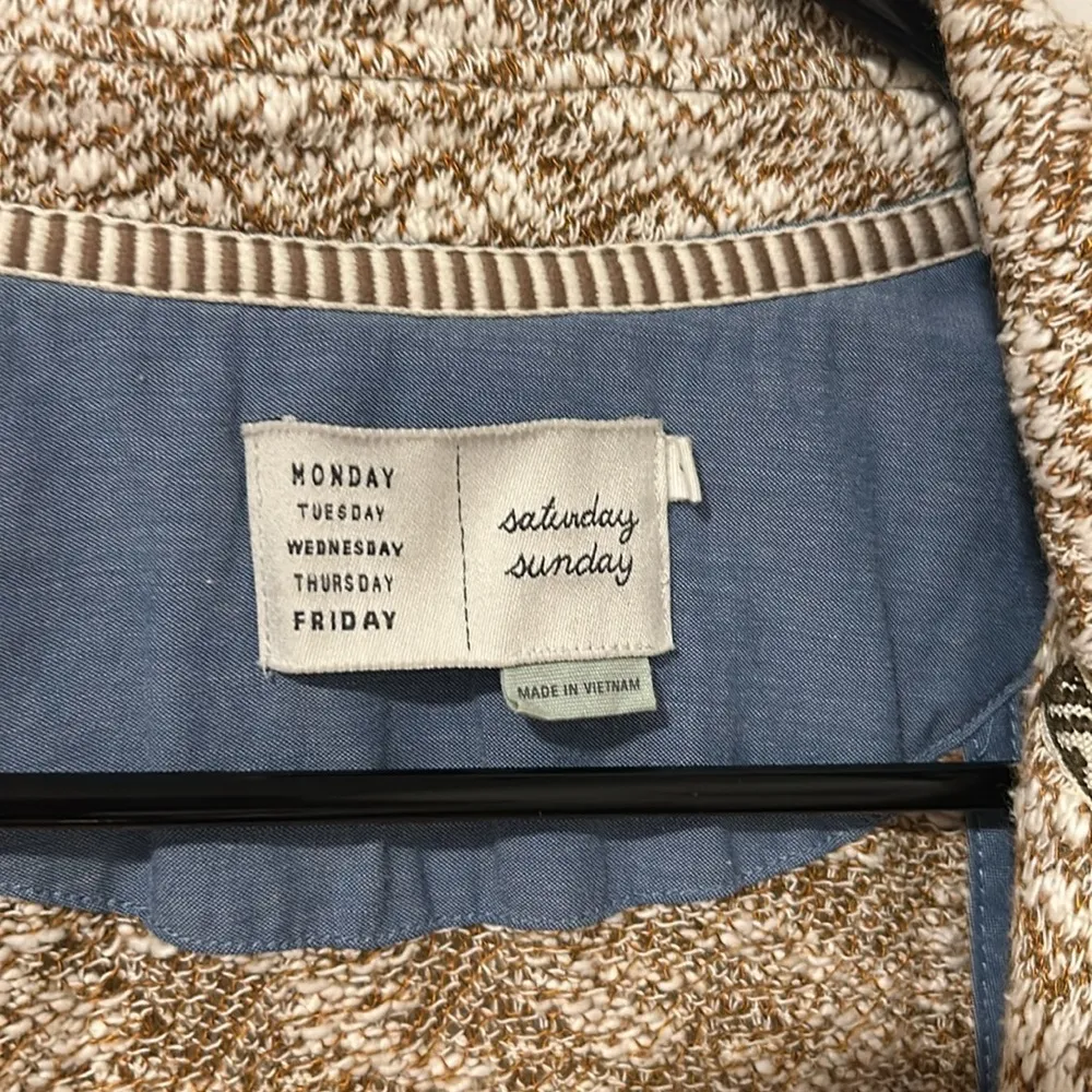 Saturday Sunday Anthropologie Patterned Cardigan Sweater Pockets 60% Cotton Sz S - Image 2