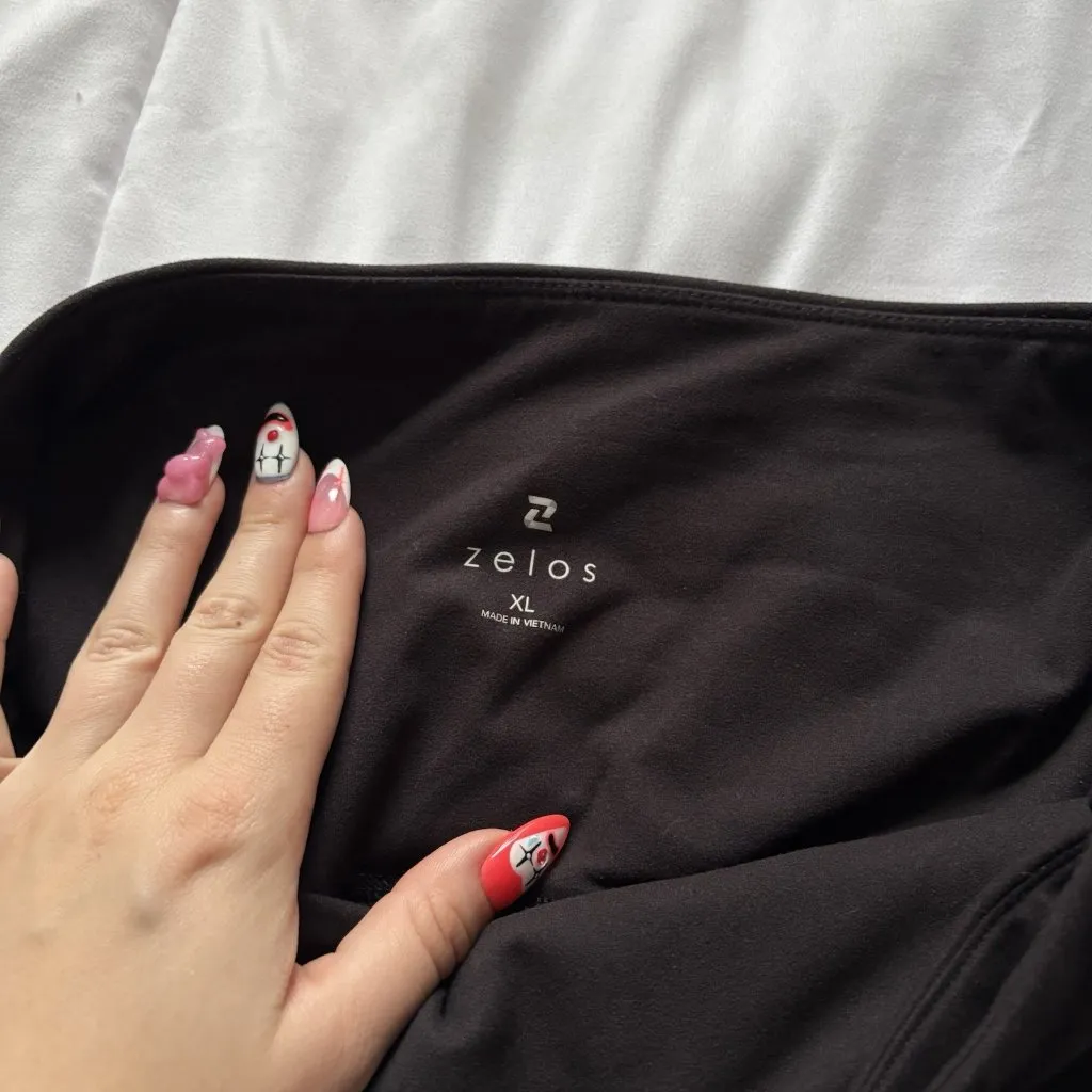 Zelos Womens Size XL Leggings Black Gray Striped Ankle Workout Training Yoga Gym - Image 2