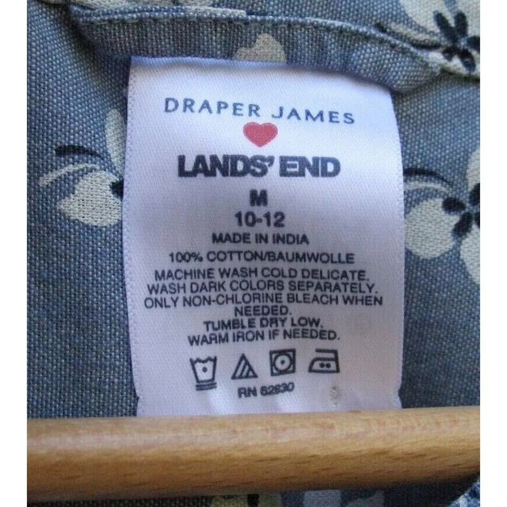 Draper James X Lands End Blue Floral Night Shirt Dress Chambray Size 10 12 M - Image 9