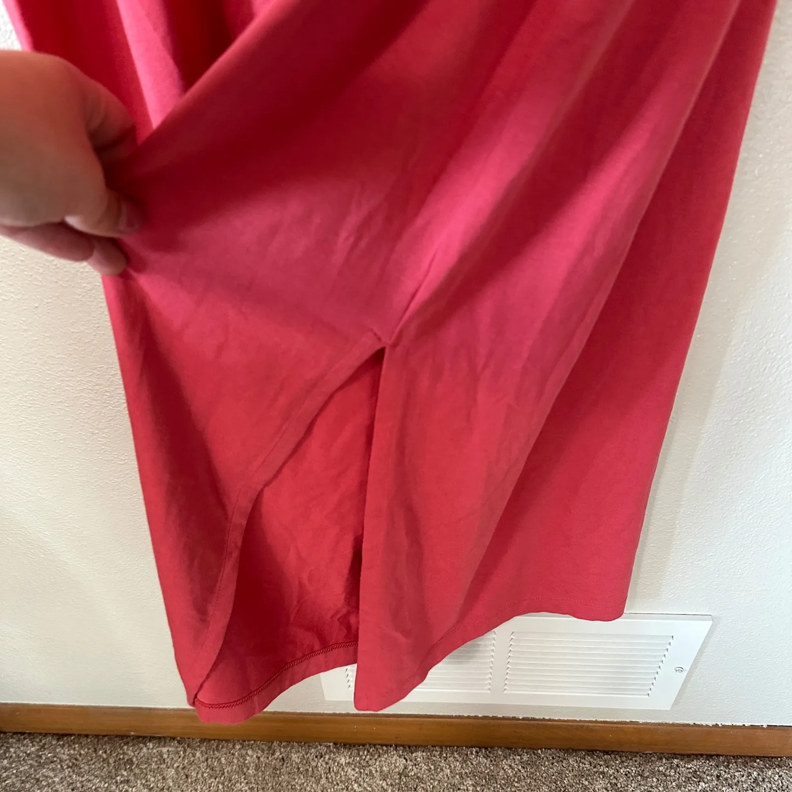 NEW J Jill Womens Size 1X Coral Red Pima Cotton Modal Blend Knit Tank Midi Dress Pink - Image 2