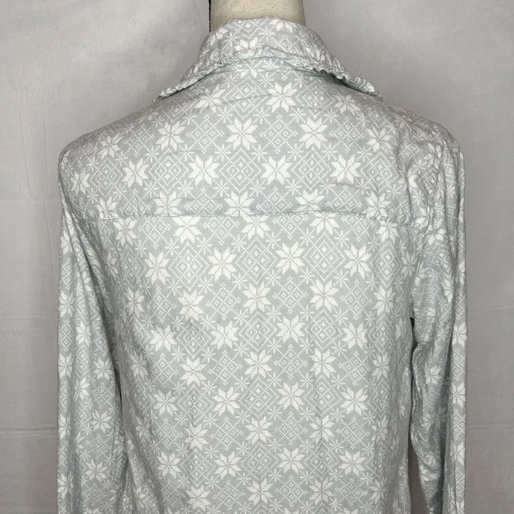 Soft Surroundings Gray Devine Flannel Pajama Lounge Set Sz XS Knit - Image 8