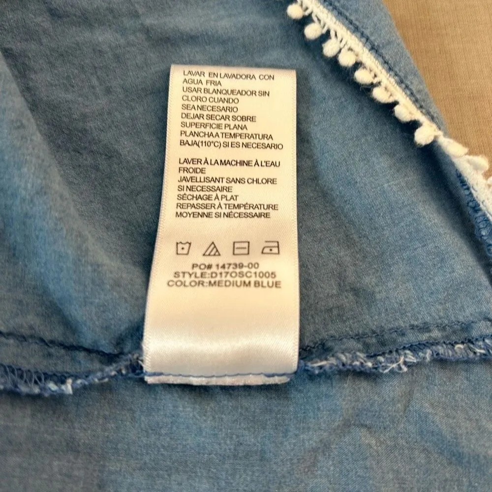 Joes jeans denim chambray off the shoulder blouse with white lace trim - Image 10