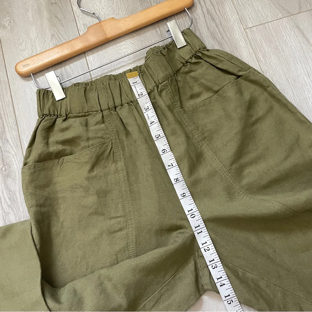 Madewell Linen Pants wide leg pull on womens Green (xsmall) minimalist chic - Image 9