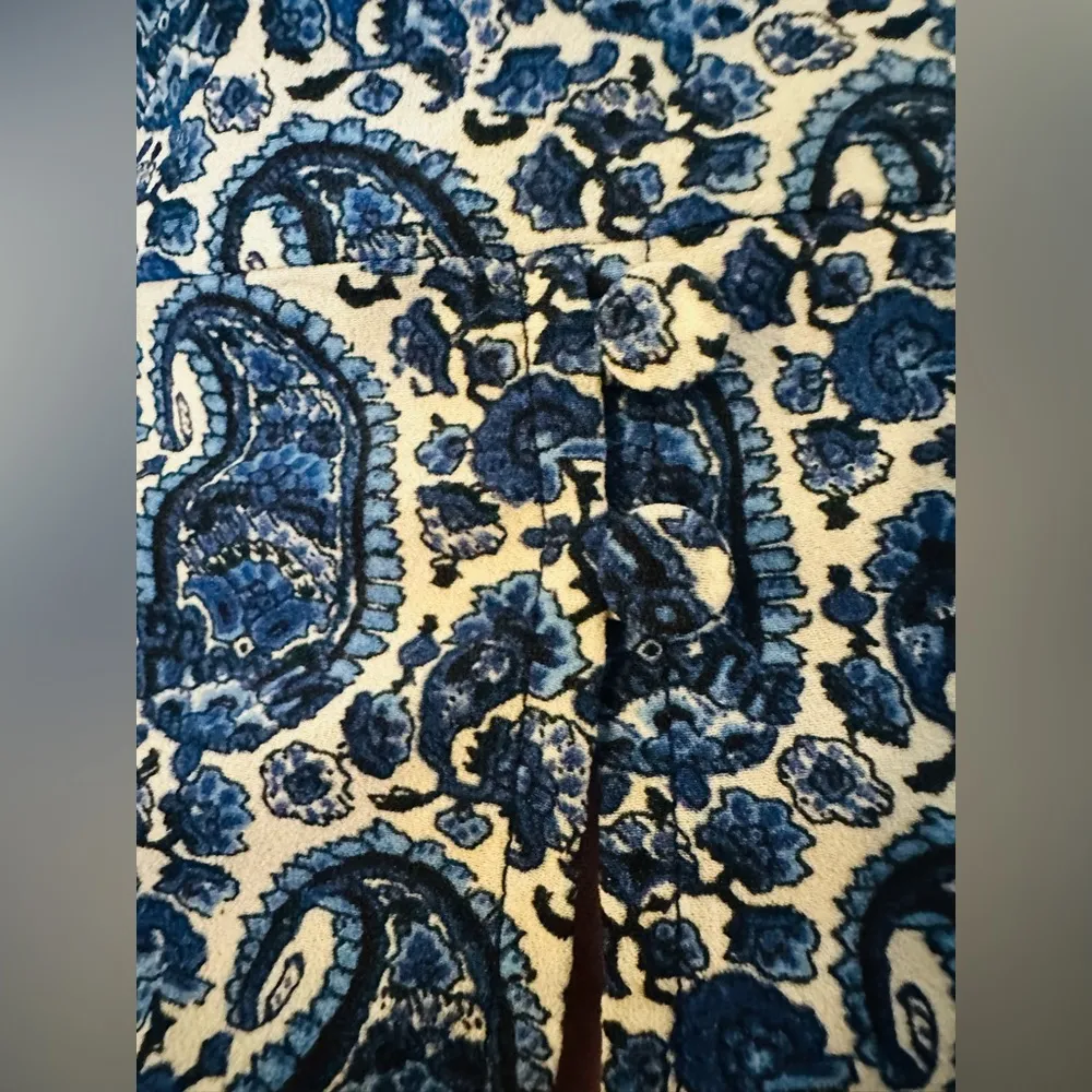 Derek Lam 10 Crosby Satina Women's 6 Snap Collar Blue Paisley Print  Mini - Image 6