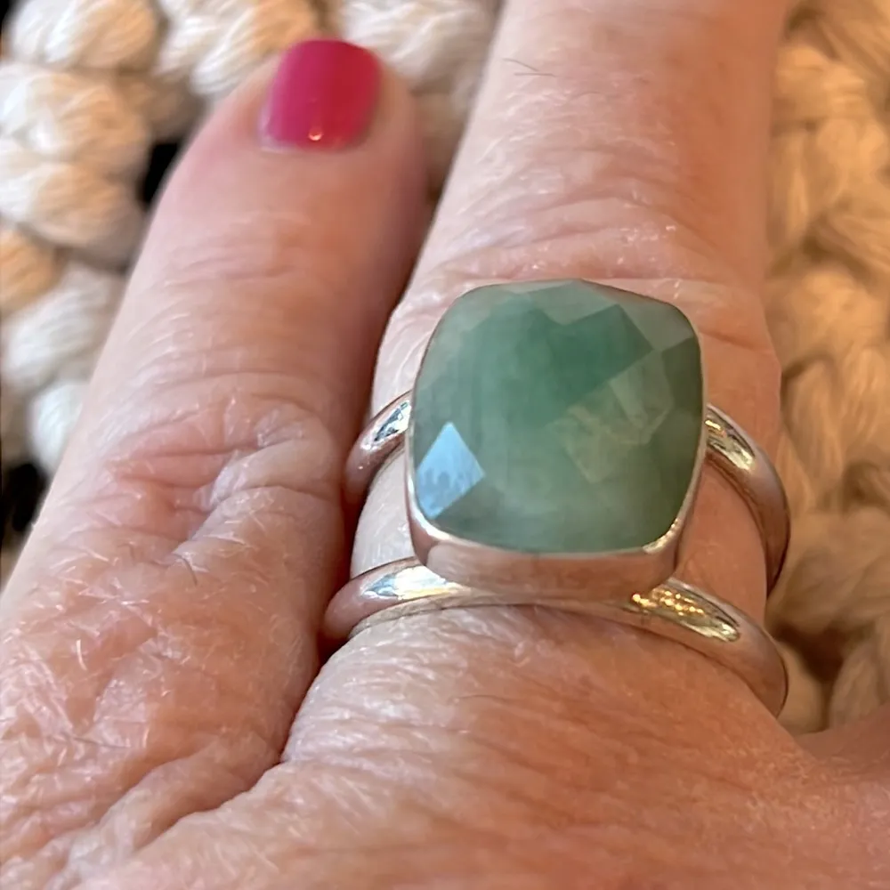 Aqua Chalcedony and Sterling Silver 925 Ring Size 9.5 - Image 4