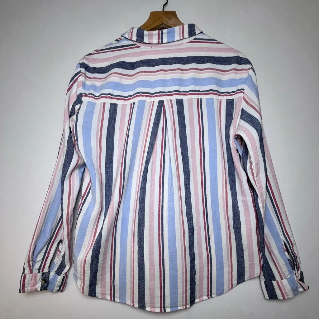 Anthropologie Maeve Women Chatham Stripe Linen Blend Button-down Shirt Size Med - Image 2