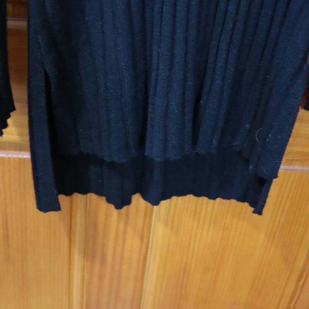 Sanctuary Black Ribbed Longline Tunic Sweater Mini Dress Pullover Turtleneck Med - Image 5