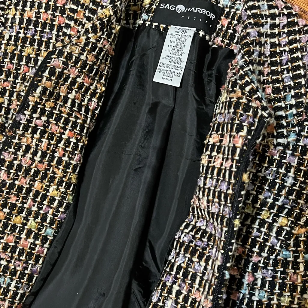 Multicolor Tweed Blazer Sag Harbor Zip Closure Sz 4P - Image 7