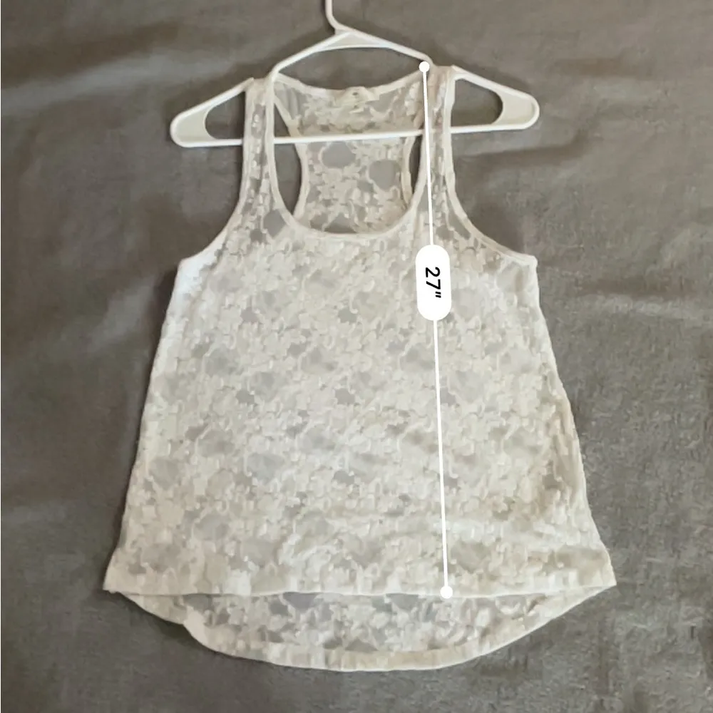 Iris Basic white floral lace tank top size medium sleeveless cami camisole comfy - Image 4