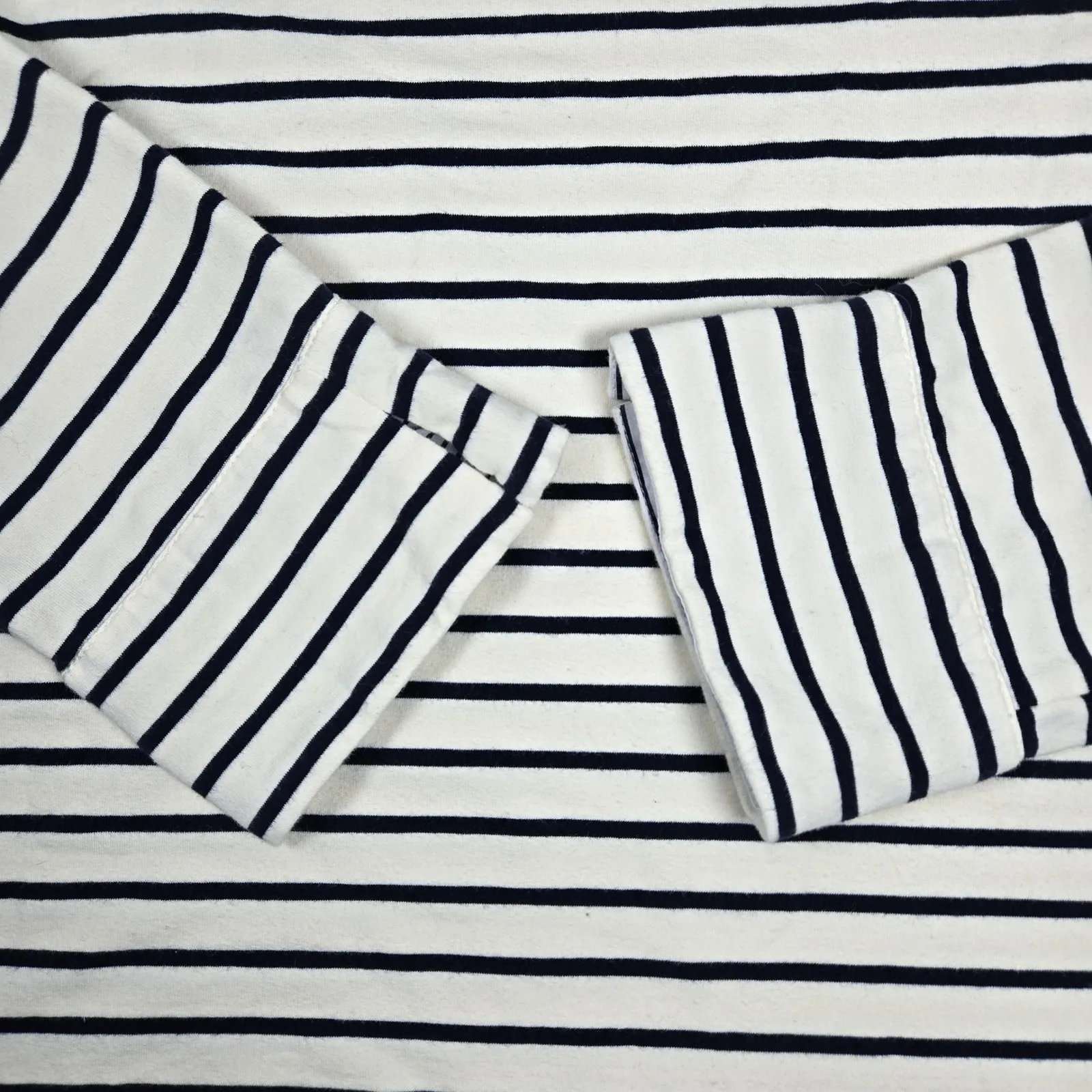 English Factory Breton Striped Long Sleeve Top with Gold Buttons Cream Navy S - Image 4