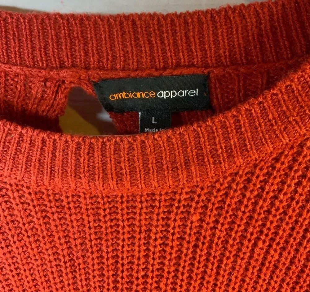 Ambience Apparel burnt orange open tie back sweater size Large - Image 3