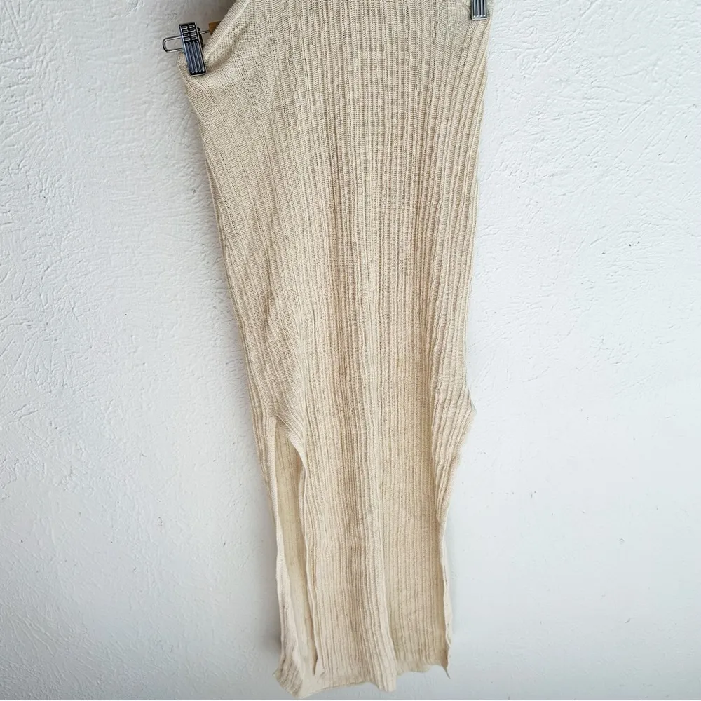 L'ACADEMIE Magnolia Linen Midi Dress in Tan Halter Open Back Sz Small - Image 5